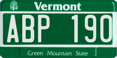 VT license plate ABP190