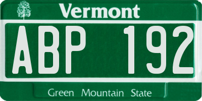 VT license plate ABP192