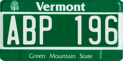 VT license plate ABP196