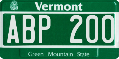 VT license plate ABP200