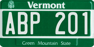 VT license plate ABP201