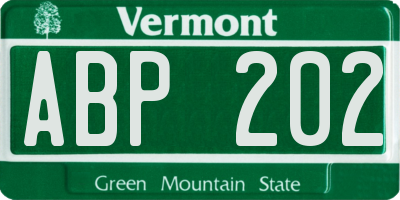 VT license plate ABP202