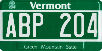 VT license plate ABP204