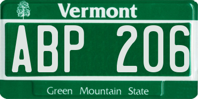 VT license plate ABP206