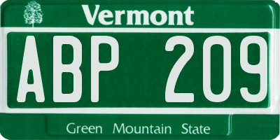 VT license plate ABP209