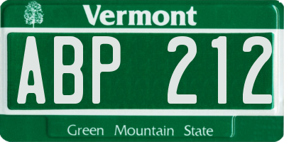 VT license plate ABP212