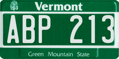 VT license plate ABP213