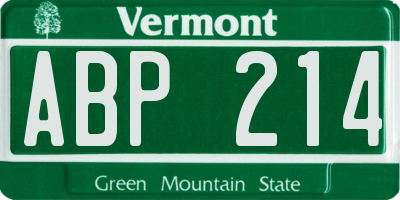 VT license plate ABP214