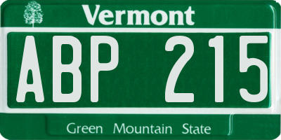 VT license plate ABP215