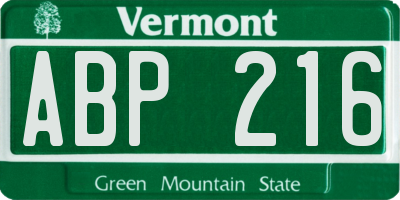 VT license plate ABP216