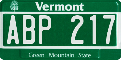 VT license plate ABP217