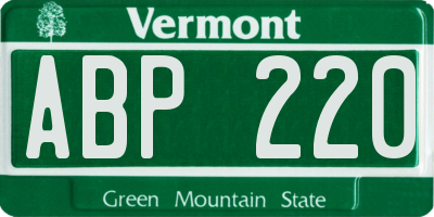 VT license plate ABP220