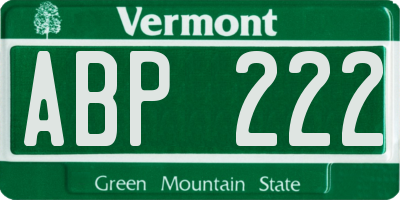 VT license plate ABP222