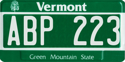 VT license plate ABP223