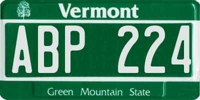 VT license plate ABP224