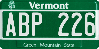 VT license plate ABP226