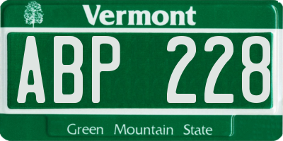 VT license plate ABP228