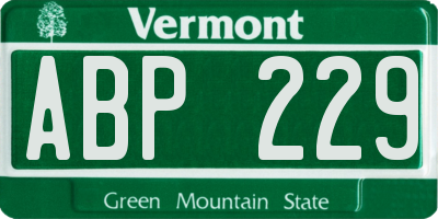 VT license plate ABP229