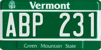 VT license plate ABP231