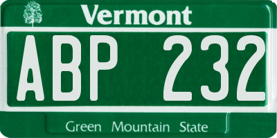 VT license plate ABP232