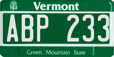 VT license plate ABP233