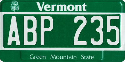 VT license plate ABP235