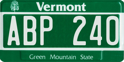 VT license plate ABP240