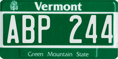 VT license plate ABP244