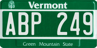 VT license plate ABP249