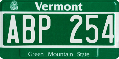 VT license plate ABP254