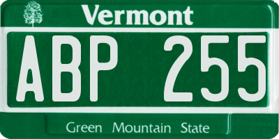 VT license plate ABP255