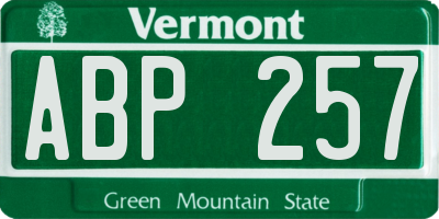 VT license plate ABP257