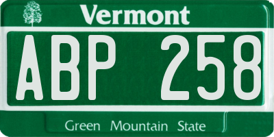 VT license plate ABP258