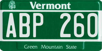 VT license plate ABP260