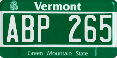 VT license plate ABP265