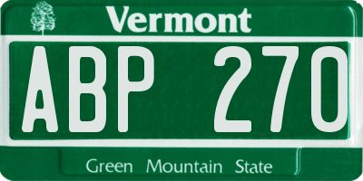 VT license plate ABP270