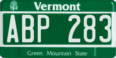 VT license plate ABP283