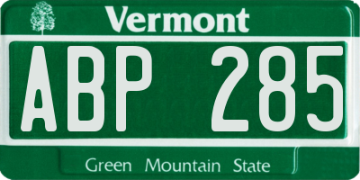 VT license plate ABP285