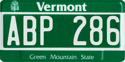 VT license plate ABP286