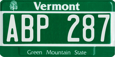 VT license plate ABP287