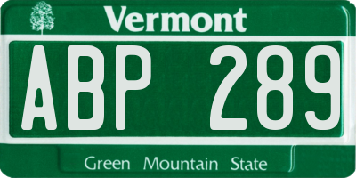 VT license plate ABP289