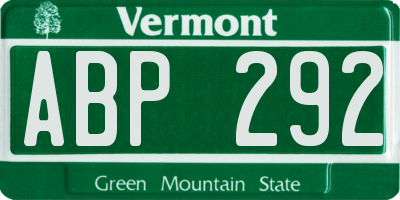 VT license plate ABP292