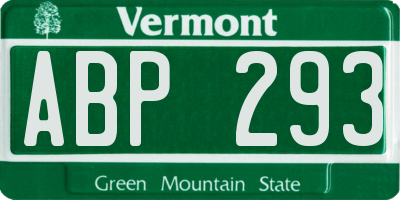 VT license plate ABP293