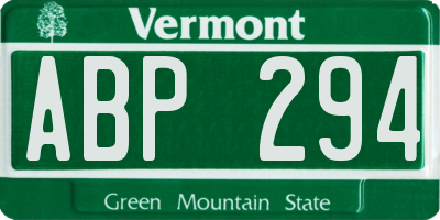 VT license plate ABP294