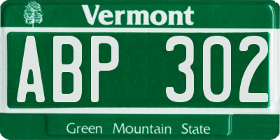 VT license plate ABP302