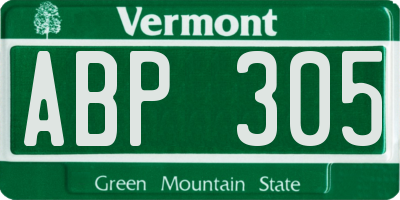 VT license plate ABP305