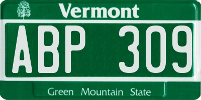 VT license plate ABP309