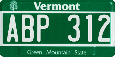 VT license plate ABP312