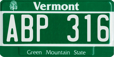 VT license plate ABP316