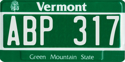 VT license plate ABP317